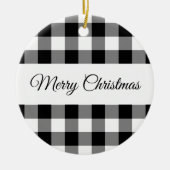 Rustic Black and White Checker Merry Kerstmis Keramisch Ornament (Voorkant)