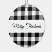 Rustic Black and White Checker Merry Kerstmis Keramisch Ornament (Links)
