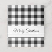 Rustic Black and White Checker Merry Kerstmis Plaatskaartje (Buitenkant ongevouwen)
