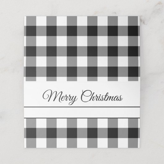 Rustic Black and White Checker Merry Kerstmis Plaatskaartje (Buitenkant ongevouwen)