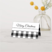 Rustic Black and White Checker Merry Kerstmis Plaatskaartje (Voorkant)