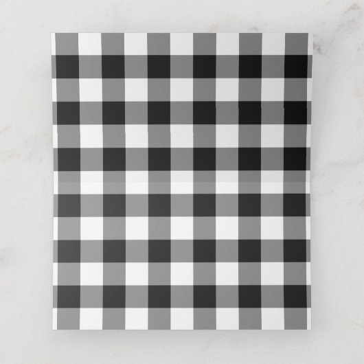 Rustic Black and White Checker Merry Kerstmis Plaatskaartje (Binnenkant ongevouwen)