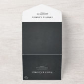 Rustic Black and White Monogram Modern Wedding All In One Uitnodiging (Buitenkant)