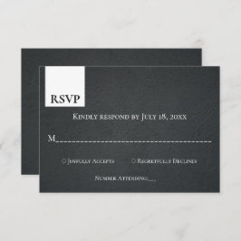 Rustic Black and White Monogram Modern Wedding RSVP Kaartje