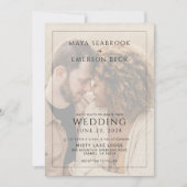 Rustic Black And White Overlay Photo Wedding Kaart (Voorkant)
