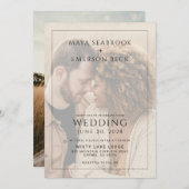 Rustic Black And White Overlay Photo Wedding Kaart (Voorkant / Achterkant)