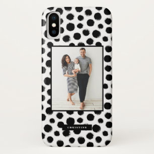 Rustic Black and White Polka Dots Pattern Foto Case-Mate iPhone Case