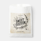 Rustic Black and White Sweet Sixteen Verjaardag Bedankzakje (Voorkant)