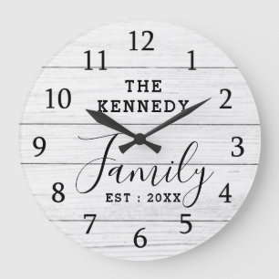 Rustic Black And White Wood Farmhouse Family Name  Grote Klok