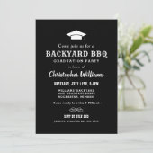Rustic Black Backyard BBQ Graduation Party Kaart (Staand voorkant)