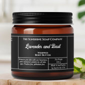 Rustic black body butter or cosmetics jar label waterfles etiket