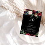 Rustic Black Botanical 30th Birthday Party Kaart<br><div class="desc">Deze netelige,  botanische uitnodiging voor een 30e verjaardag is perfect voor een klassiek verjaardagsfeest. Het ontwerp is voorzien van bruine,  rode,  marineuze,  blauwe en zwarte stralende en grijze handbeschilderde bloemen in een zwarte achtergrond,  die de natuurlijke schoonheid inspireren.</div>