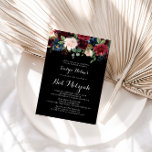 Rustic Black Botanical Bat Mitzvah Kaart<br><div class="desc">Deze roestachtige zwarte botanische bat mitzvah-uitnodiging is perfect voor een klassieke bat mitzvah. Het ontwerp is voorzien van bruine,  rode,  marineuze,  blauwe en zwarte stralende en grijze handbeschilderde bloemen in een zwarte achtergrond,  die de natuurlijke schoonheid inspireren.</div>