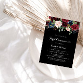 Rustic Black Botanical First Communie Kaart