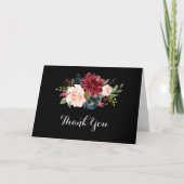 Rustic Black Botanical Folded Wedding Bedankkaart (Voorkant)