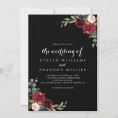 Rustic Black Botanical Formal Wedding Kaart (Voorkant)