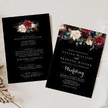 Rustic Black Botanical Front & Back Wedding