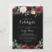 Rustic Black Botanical Let's Celebrate Party Kaart (Voorkant)