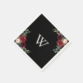Rustic Black Botanical Monogram Weddenschap Servet (Hoek)