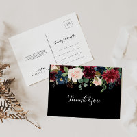 Rustic Black Botanical Wedding Bedankt