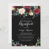 Rustic Black Botanical Wedding Breakfast Kaart (Voorkant)