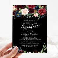 Rustic Black Botanical Wedding Breakfast