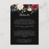 Rustic Black Botanical Wedding Details Informatiekaartje (Voorkant)
