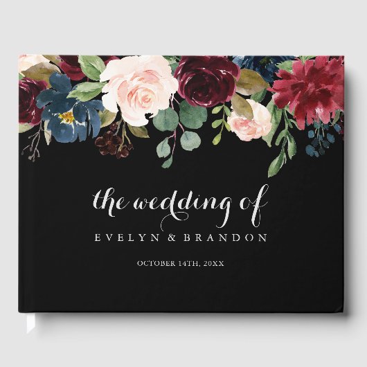 Rustic Black Botanical Wedding Gastenboek (Voorkant)