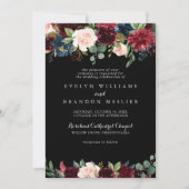 Rustic Black Botanical Wedding Kaart (Voorkant)