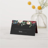 Rustic Black Botanical Wedding Plaatskaartje (Voorkant)
