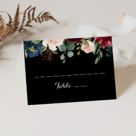 Rustic Black Botanical Wedding Plaatskaartje