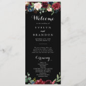 Rustic Black Botanical Wedding Program Programmakaart (Voorkant)