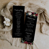 Rustic Black Botanical Wedding Program Programmakaart