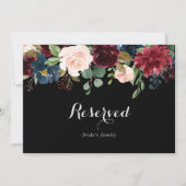 Rustic Black Botanical Wedding Reserved Sign (Voorkant)