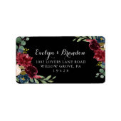 Rustic Black Botanical Wedding RSVP-adreslabel Etiket (Voorkant)