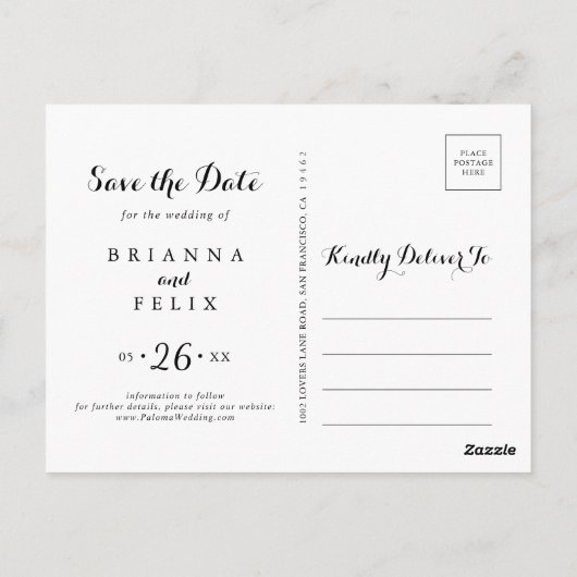 Rustic Black Botanical Wedding Save the Date Briefkaart (Achterkant)