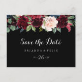 Rustic Black Botanical Wedding Save the Date Briefkaart (Voorkant)