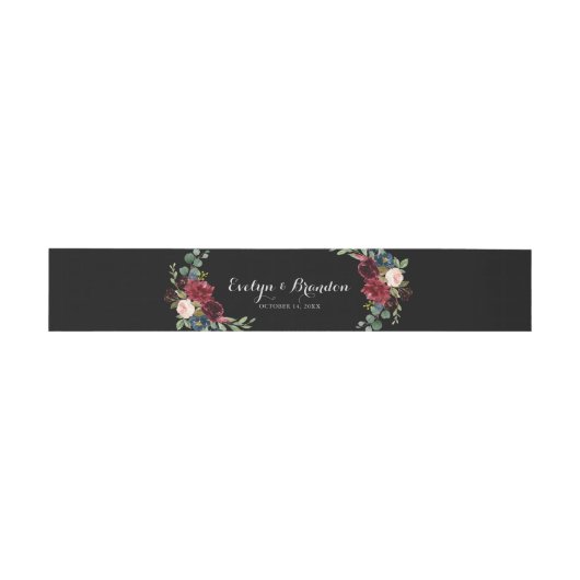 Rustic Black Botanical Wedding Uitnodigingen Wikkel (Vlak)