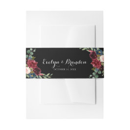 Rustic Black Botanical Wedding Uitnodigingen Wikkel