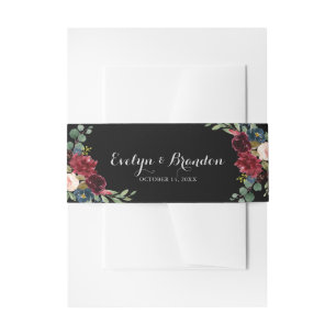 Rustic Black Botanical Wedding Uitnodigingen Wikkel
