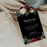 Rustic Black Botanical Wedding Welcome Cadeaulabel<br><div class="desc">Deze bijtende zwarte botanische bruiloft welkome labels zijn perfect voor een klassieke bruiloft. Het ontwerp is voorzien van bruine,  rode,  marineuze,  blauwe en zwarte stralende en grijze handbeschilderde bloemen in een zwarte achtergrond,  die de natuurlijke schoonheid inspireren. Deze labels zijn perfect voor gastgastgastzakken en bestemmingsbruiloften.</div>