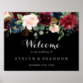 Rustic Black Botanical Wedding Welcome Sign Poster (Voorkant)
