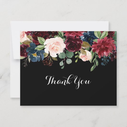 Rustic Black botanische flatbruilding Bedankkaart (Voorkant)