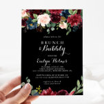 Rustic Black Brunch en Bubble Vrijgezellenfeest Kaart<br><div class="desc">Deze superslappe zwarte brunch en bruine doucheuitnodiging is perfect voor een klassieke trouwdouche. Het ontwerp is voorzien van bruine,  rode,  marineuze,  blauwe en zwarte stralende en grijze handbeschilderde bloemen in een zwarte achtergrond,  die de natuurlijke schoonheid inspireren.</div>