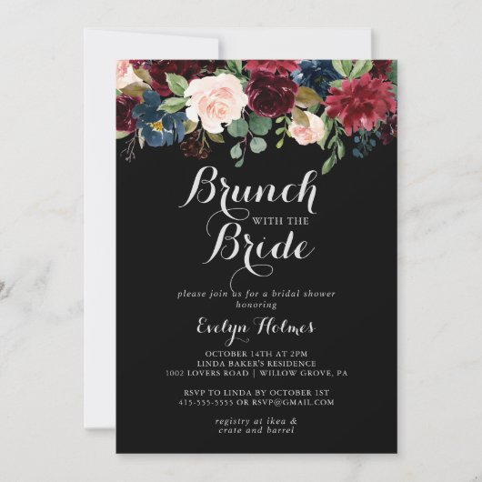 Rustic Black Brunch met bride Shower Kaart (Voorkant)