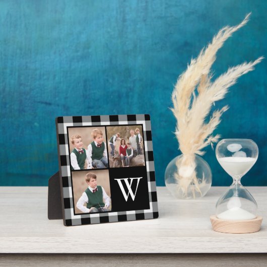 Rustic Black Buffalo Monogram fotocollage controle Fotoplaat (Insitu)