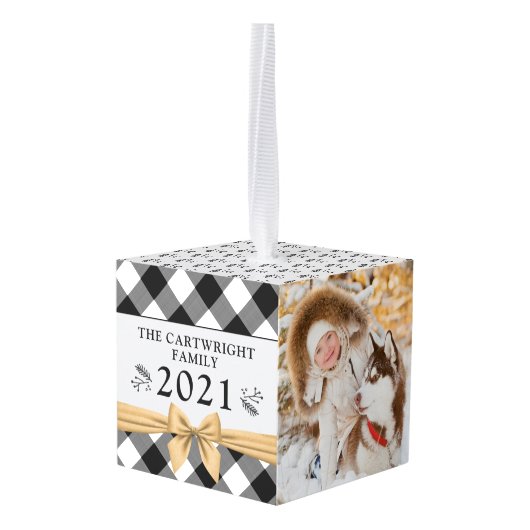 Rustic Black Buffalo Pset MERRY CHRISTMAS 2 Foto Decoratie (Achter hoekig)