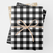 Rustic Black Buffalo Pset Merry Kerstmis Pattern Inpakpapier Vel (In situ)