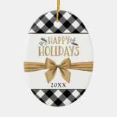 Rustic Black Buffalo Pset PRETTIGE FEESTDAGEN Foto Keramisch Ornament (Voorkant)