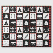 Rustic Black Buffalo Pset Wilderness Adventure Cadeaupapier (Vlak)